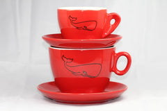 Red Whale Inker Porcelain Cappuccino Cup and Saucer 6.3oz