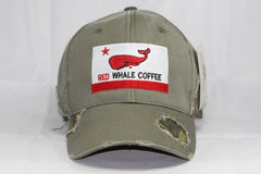 Red Whale Coffee Flag Outdoor Mossy Oak Cap, Frayed Camouflage-Olive/Mossy