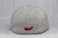 Red Whale Coffee Flag Hat, Heather Grey-Flex Fit, Flat Bill