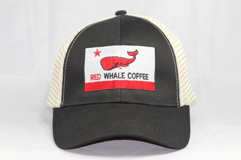 Red Whale Coffee Flag Trucker Cap- Black/Oyster