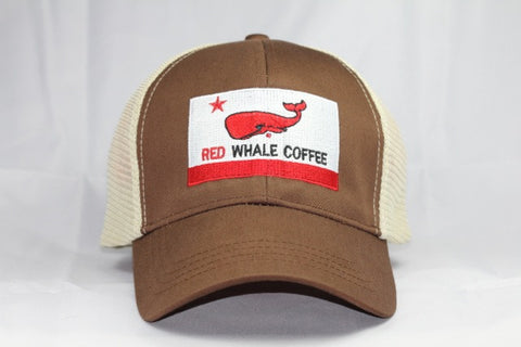 Red Whale Coffee Flag Trucker Cap- Earth/Oyster