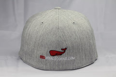 Red Whale Hat, Heather Grey-Flex Fit, Flat Bill