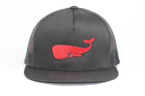 Red Whale Trucker Cap- Black/Black